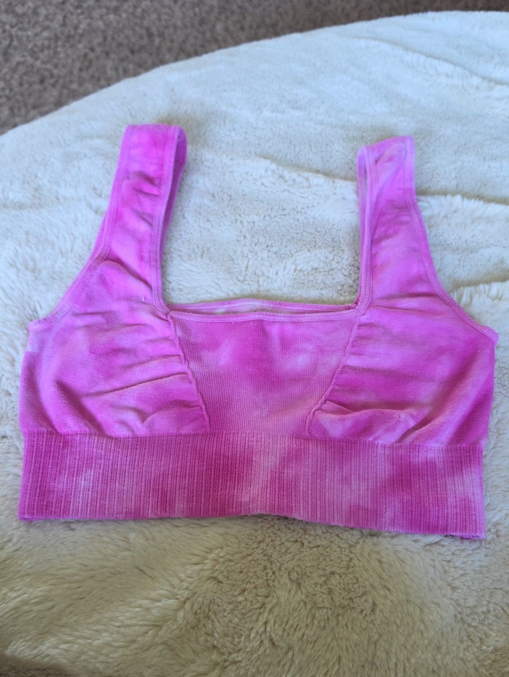 FP Movement by Free People Pink Tie-Dye Seamless Crop Sports Bra